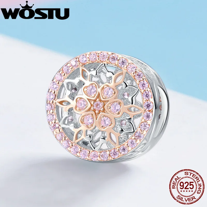 

WOSTU 2019 Top Sale 925 Sterling Silver Blooming Flower Charm Bead fit Anniversary DIY Brand Bracelet Silver Jewelry Gift FIC923