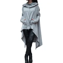 2017 Pullover Shirt Women Punk Rave Autumn Punk Personality Asymmetrical with Hooded Cloak Female Outwear Thread cloth PM-035