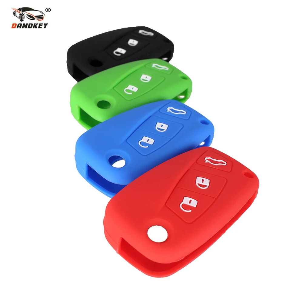 

DANDKEY 50x Silicone Car Key Case Cover For FIAT Panda Stilo Punto Doblo Grande Bravo 500 Ducato Minibus 3 Buttons Car Styling