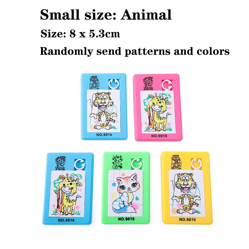1pc small size 12 клетчатых классических слайдов головоломки игры цифровые и животные шаблон Обучающие пазлы Игрушки для детей подарок HT-501 - Цвет: 1pc small size