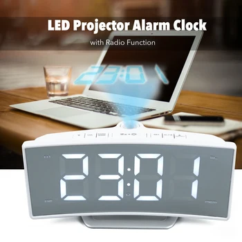 

Arc Desk Large LED Display Mirror Watch Electronic Digital Timer Projection Radio Alarm Clock Table Clocks USB Charging Function