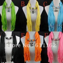 Длинные сплав шарфы с подвесками шарф с ожерельем смешанный дизайн 0629 30 шт
