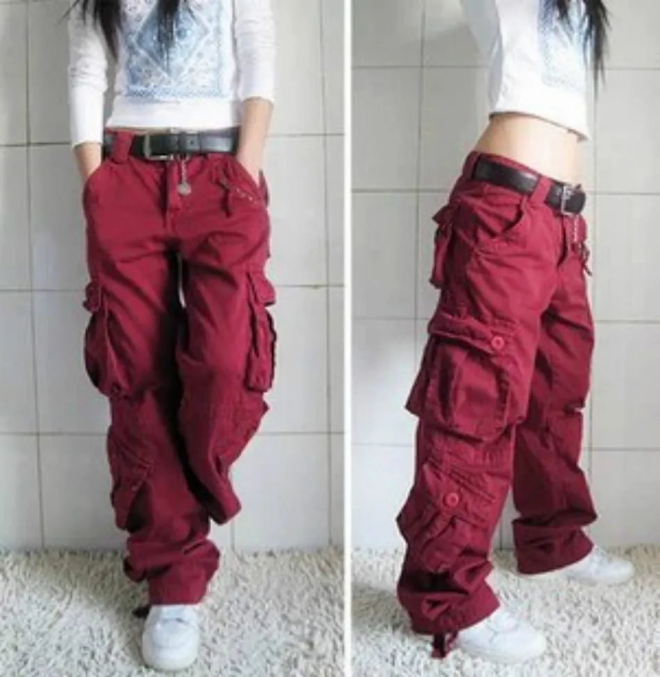 red cargo pants for women