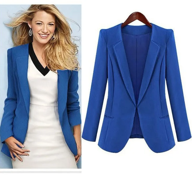 Spring Fall Trendy Clothes Women Business Suits Formal Office Spring Fall Trendy Clothes Women Business Suits Formal Office Work Wear Royal Blue Blazer Jackets