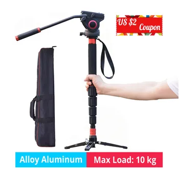 

Aluminum Portable Camera Monopod Camcorder DSLR Stand Professional Video Tripod with Fluid Head for Nikon Sony Canon