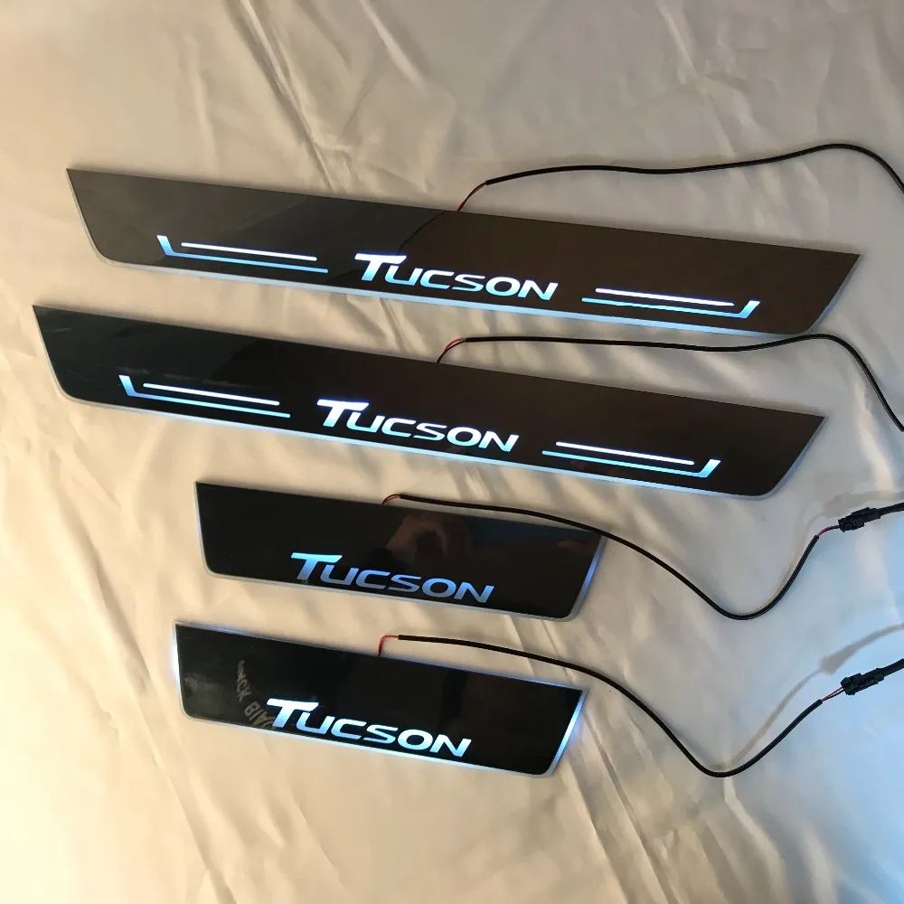 RQXR led движущиеся двери потертости для hyundai Tucson динамический порог пластина плоский накладной поток/натюрморт свет, 4 шт