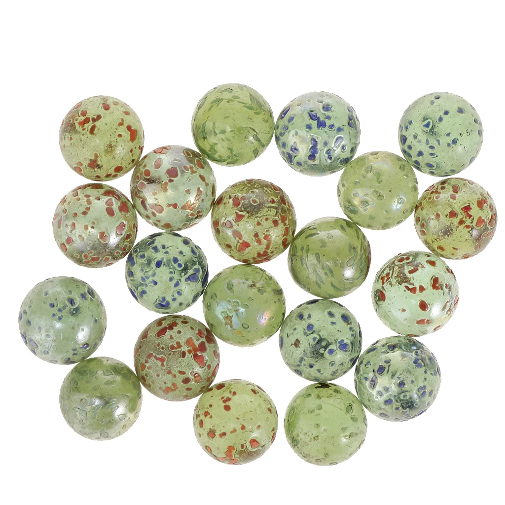 16mm Small Glass Marbles, Pack of 20, Kids Marble Game Toy, Chinese Checkers Accessory - Green
