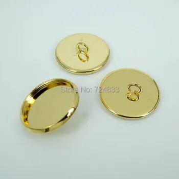 

Blank Round Curved Bezel with Loop Back Buttons Bases Cabochon Connectors Caps Settings DIY Findings Golden tone Plated