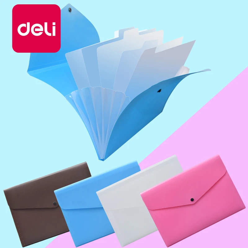 

Deli 10PCS File Folder Organ Bag A4 Organizer box Paper Holder Document Folder multi-function storage finishing Office Supplies