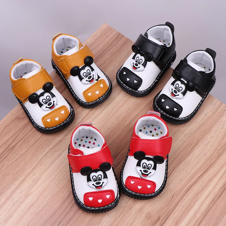 

Disney children's non-slip soft bottom boys and girls casual shoes baby first walker cartoon Mickey sneakers