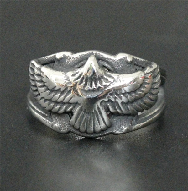 

Drop Shipping Fashion Live To Free Flying Eagle Biker Ring 316L Stainless Steel Jewelry Cool Men Women Silver Biker Eagle Ring