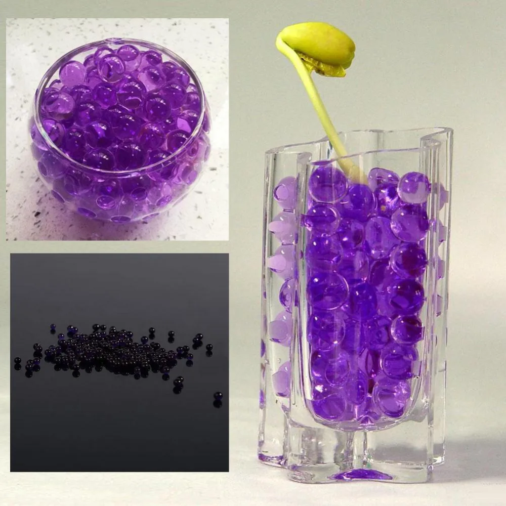 1000pcs Water Plant Flower Jelly Crystal Soil Mud Water Gel Beads Ball Purplein Bath Toy from