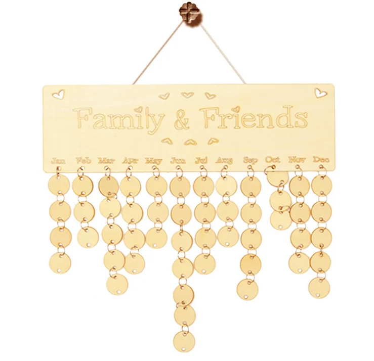 

Modern Wooden Birthday Calendar Board DIY Family Friends Birthday Sign Special Dates Planner Board for Home Hanging Decor