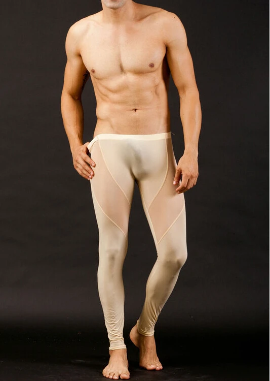 Men slim sexy tight pants long underwear European style casual trousers