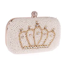 2017 new bag women’s handbags brands evening Luxury handbag Pearl fashion handmade bag set auger crown the feast