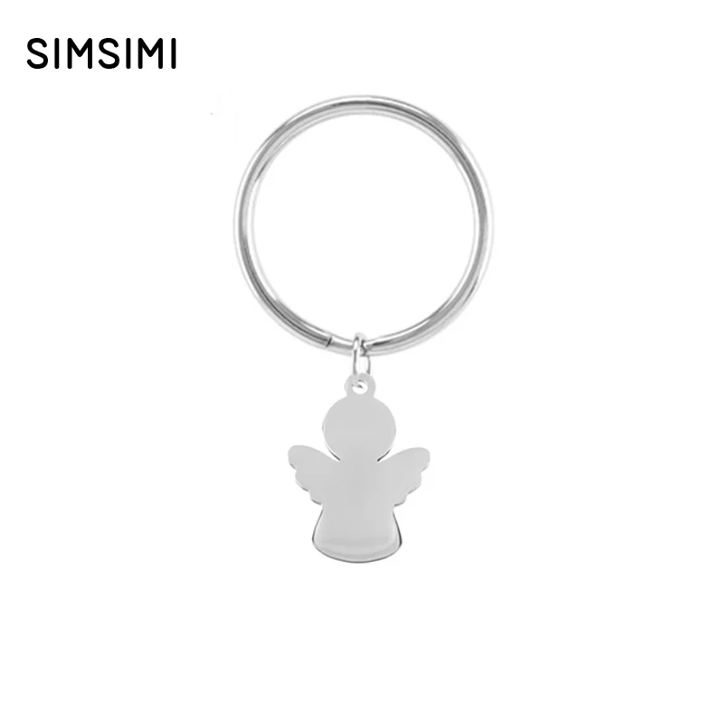 

Simsimi angel charm Keychain blank charm for personalized print engraved key chain Stainless steel wholesale 10pcs