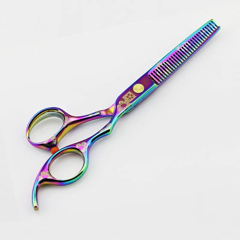 Профессиональные японские 440c фиолетовые радужные 5,5 и 6 дюймовые ножницы для волос, набор для резки, филировочные парикмахерские инструменты, парикмахерские ножницы