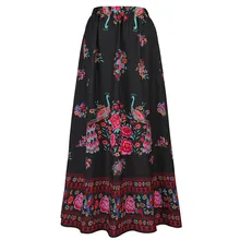 Женская юбка макси в стиле бохо пляжная Цветочная Праздничная летняя длинная юбка с высокой талией