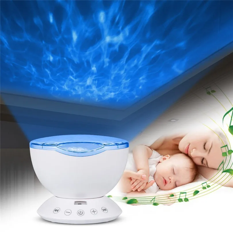 

7 Colors LED Night Light Starry Sky Remote Control Ocean Wave Projector with Mini Music Novelty baby lamp night lamp