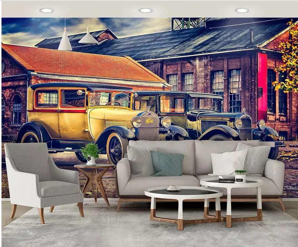 3d фото обои на заказ Фреска Европейский Ностальгический город ретро домашний Декор автомобиля гостиная 3d настенные фрески обои для стен 3 d