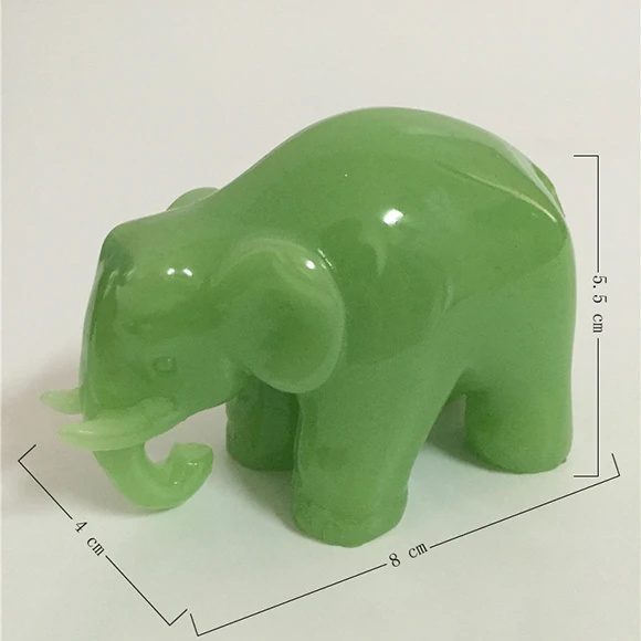 Glowing Man-made Jade Stone Ornament Craft Elephant Statue Sculpture Animals Figurines For Home Office Decoration Garden Statues