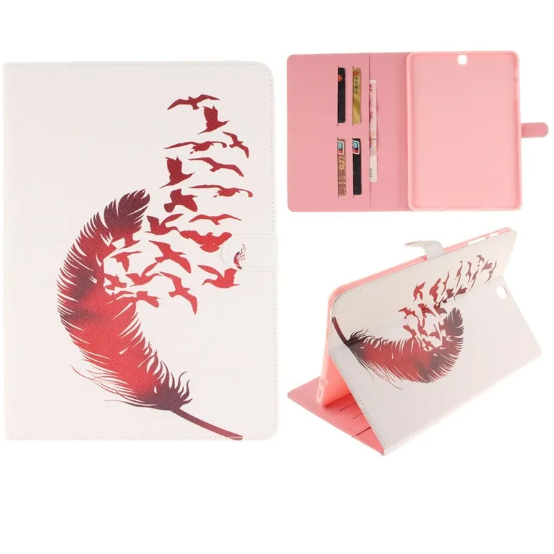Luxury 2 Leavies PU Leather Stand Flip Case for Samsung Galaxy Tab S2 9.7 Case T810 T815 Wallet  Case Tablet Cover Back Silicon (52)