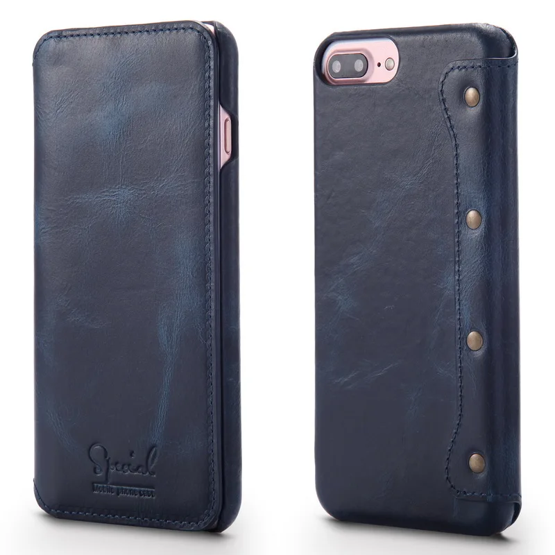 Чехол-книжка из натуральной кожи для iPhone 6 6s 7 8 Plus, роскошный ручной работы, визитница в деловом стиле, натуральная коровья кожа, лучшая сумка