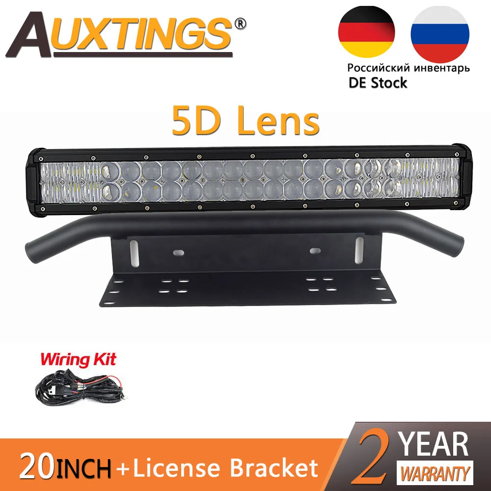

Auxtings New 20inch 5D 210w Work Light 5D 20'' LED light bar &23" Number Plate Frame Mount Bracket For Auto Jeep 4WD 12V 24V