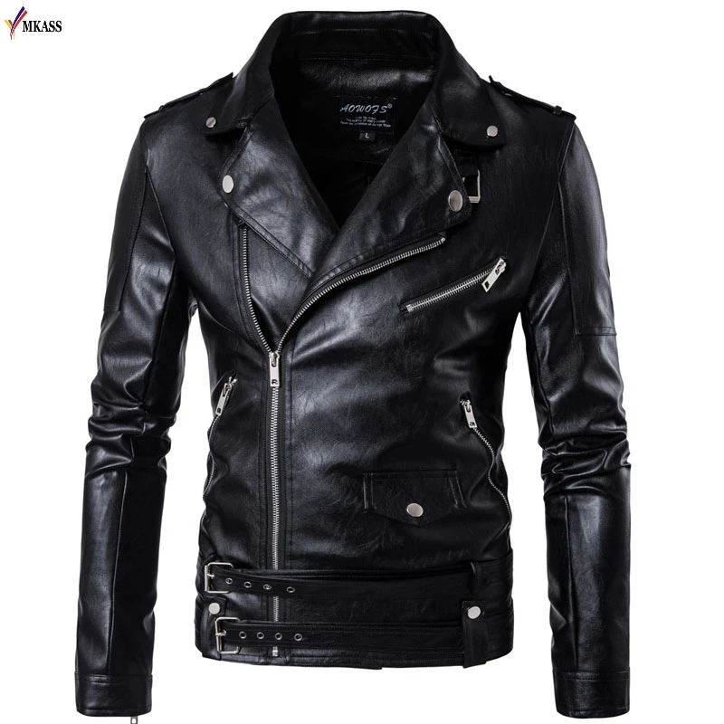 

Mkass New Fashion Autumn Men's PU Leather Jacket Men's Leisure Fashion Men's Artificial Leather Jacket Men's Clothing