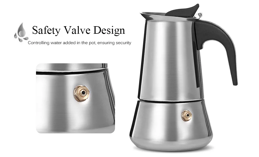 Stainless Steel Moka Coffee Pot Stovetop Espresso Maker