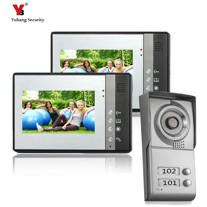

YoBang Security 7 Inch TFT Touch Screen Color LCD Video Door Phone Wired Video Intercom 2 Monitor Doorbell Intercom system