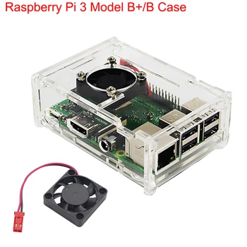 Cena Akrylowa Skrzynka Dla Raspberry Pi 3 Model B +/Raspberry Pi 3 Przezroczyste Pudełko Obudowa Z Wentylatorem Chłodzącym Dla Raspberry Pi