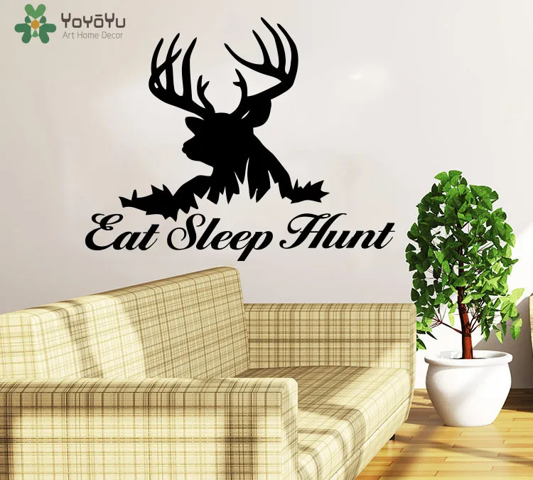 

YOYOYU Wall Decal Deer Vinyl Wall Stickers Removable Quotes Eat Sleep Hunt Home Decor Boys Bedroom Interior Design Decals SY925