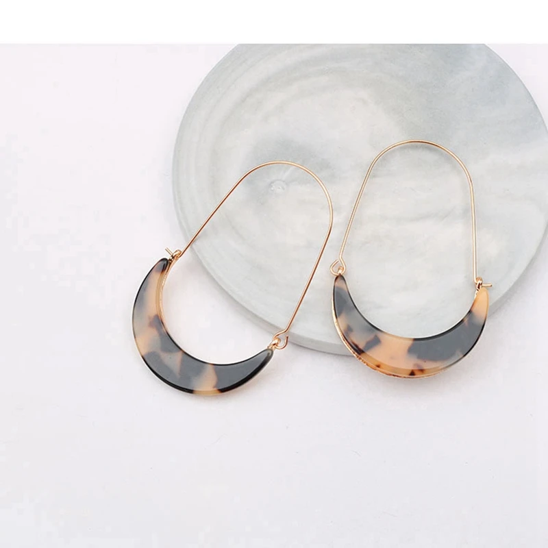 QCOOLJLY акриловые лунные длинные серьги-кольца для женщин Лидер продаж современные ювелирные изделия винтажные Модные женские серьги