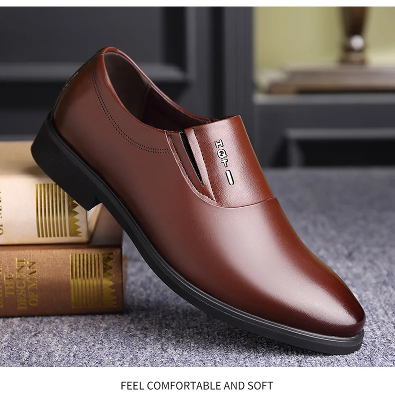 Обувь из натуральной кожи, увеличивающая рост мужские деловые туфли брендовая мужская повседневная обувь классические черные