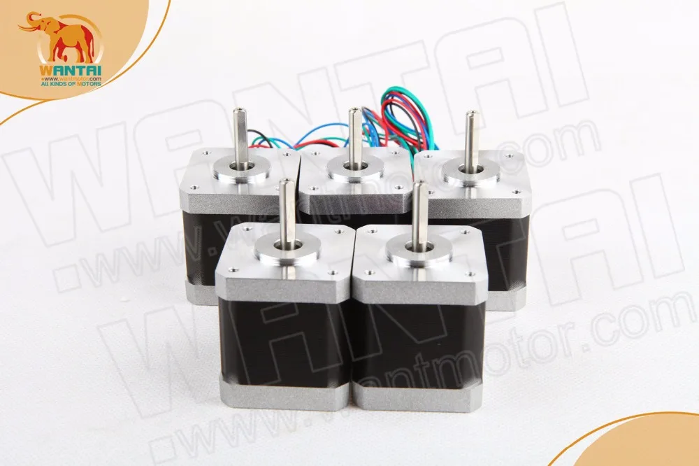 

5PCS CNC Nema17 for 1.7A, 4200g.cm, 48mm length, 2-Phases,0.9 degree Wantai Stepper Motor,42BYGHM809