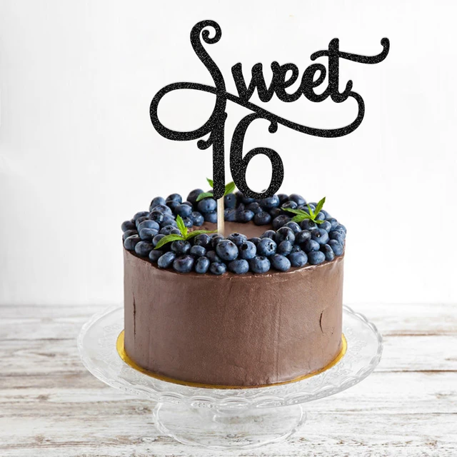 online shop gold silver black glitter sweet 16 cake topper girl s