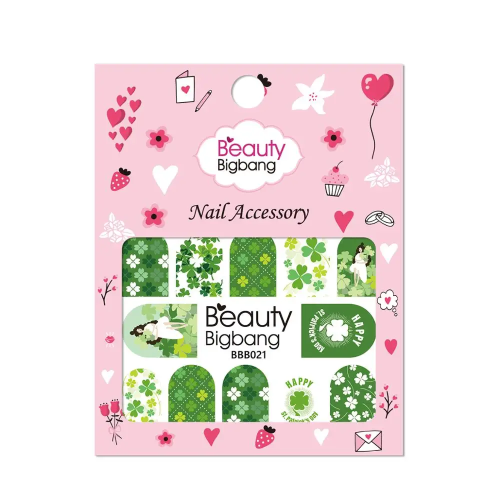 

BeautyBigBang Nail Sticker St. Patrick's Day Four-Leaf Clover Theme Decoration Summer Designs Manicure DIY Nail Art Stickers 021