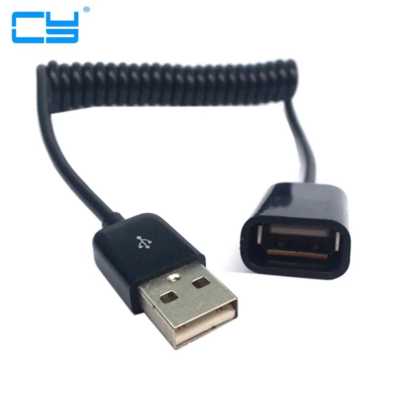 

Черный USB 2,0 A Тип Мужской и Женский растягивающийся удлинитель данных OTG кабель для ПК ноутбука