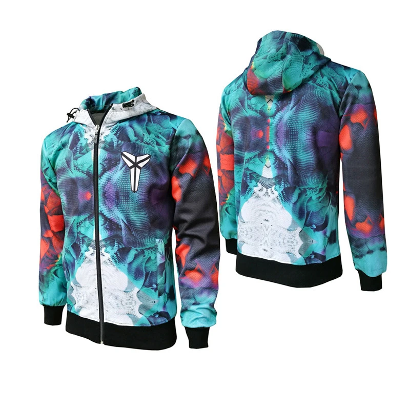 

New Large Size Loose 5XL Men Thin/Thick Basketball Hoodies Black Manba Logo Breathable Anti-pilling Men's Zipper Open Sweaters