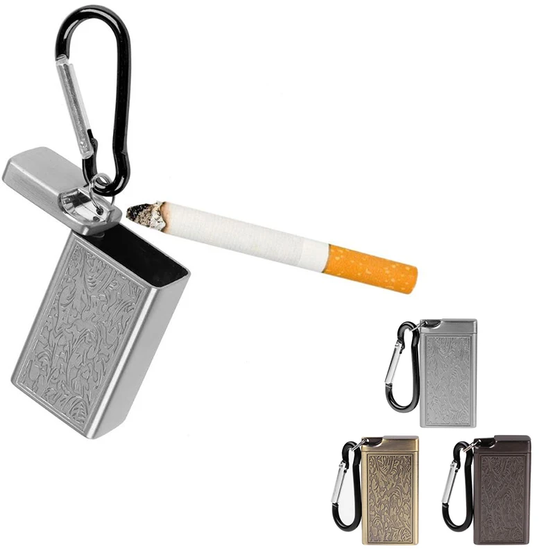 Mini Portable Ashtray Cigarette Keychain Outdoor Metal Pocket Holder