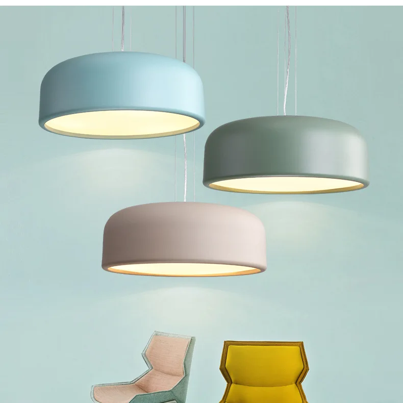 

Modern Round Colorfun Pendant Light Living Room Bedroom Macaron Bar Ceiling Dual-use Lamps