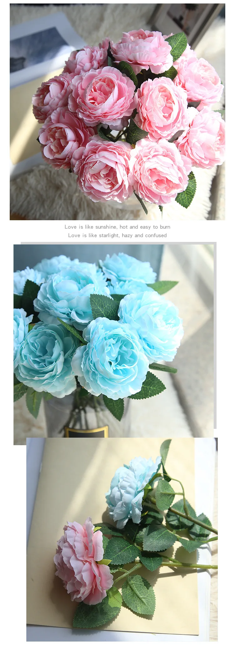 Искусственные цветы Западная Роза core Букет пионов Флорес оптовая украшения дома свадебные букеты поддельные цветы 50 шт