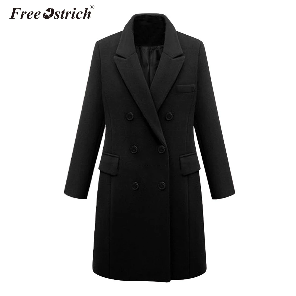 

Free Ostrich Winter Jacket Women 2019 Coats Button Pockets Solid Turn-Down Collar Long Sleeve Jaqueta De Couro Feminino N30