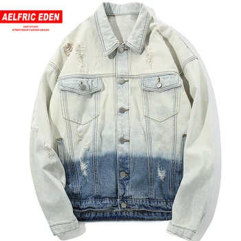 

Aelfric Eden Gradient Patchwork Casual Jeans 2019 Spring Harajuku Outwear Urban Streetwear High Fashion Denim Windbreaker STR04