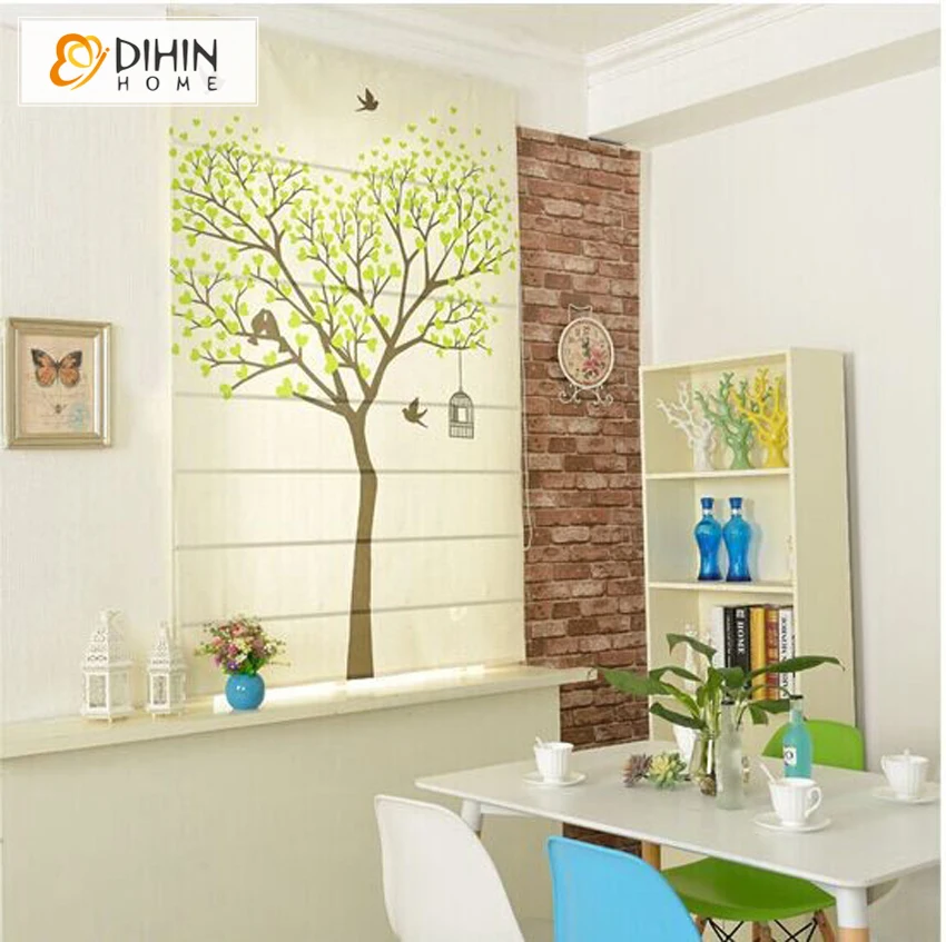Free Shipping Pastoral Tree Printed Curtain Window Treatment Roman Blinds Customized Size Roller Blind | Дом и сад