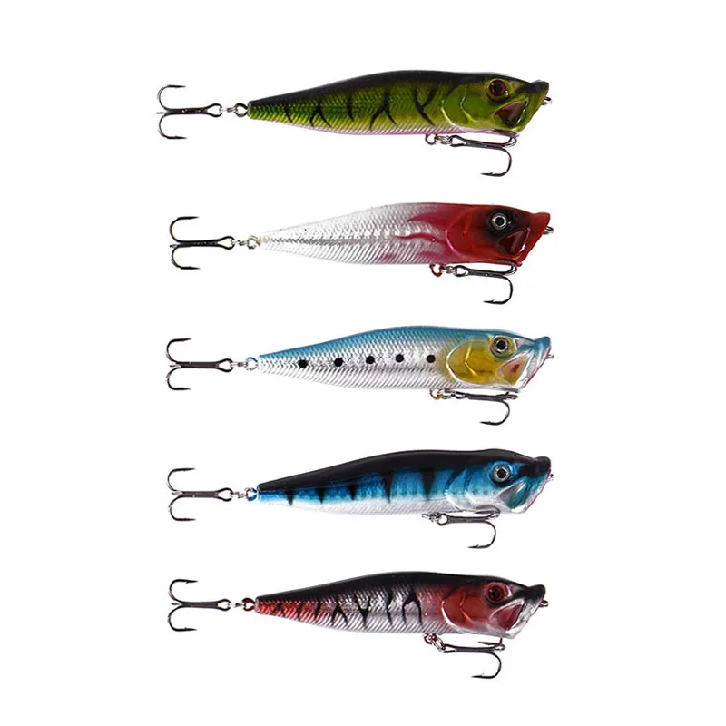 

5Pcs 9.5cm 12g Top Water Artificial Bait Fishing Lures Popper 5 Colors Floating Popper Hooks Fishing