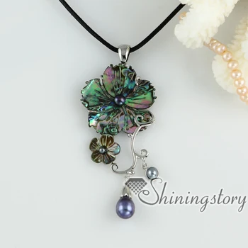 

flower cameo necklaces rainbow pink Penguin white oyster sea shell abalone freshwater pearl pendant mop jewellery fashion
