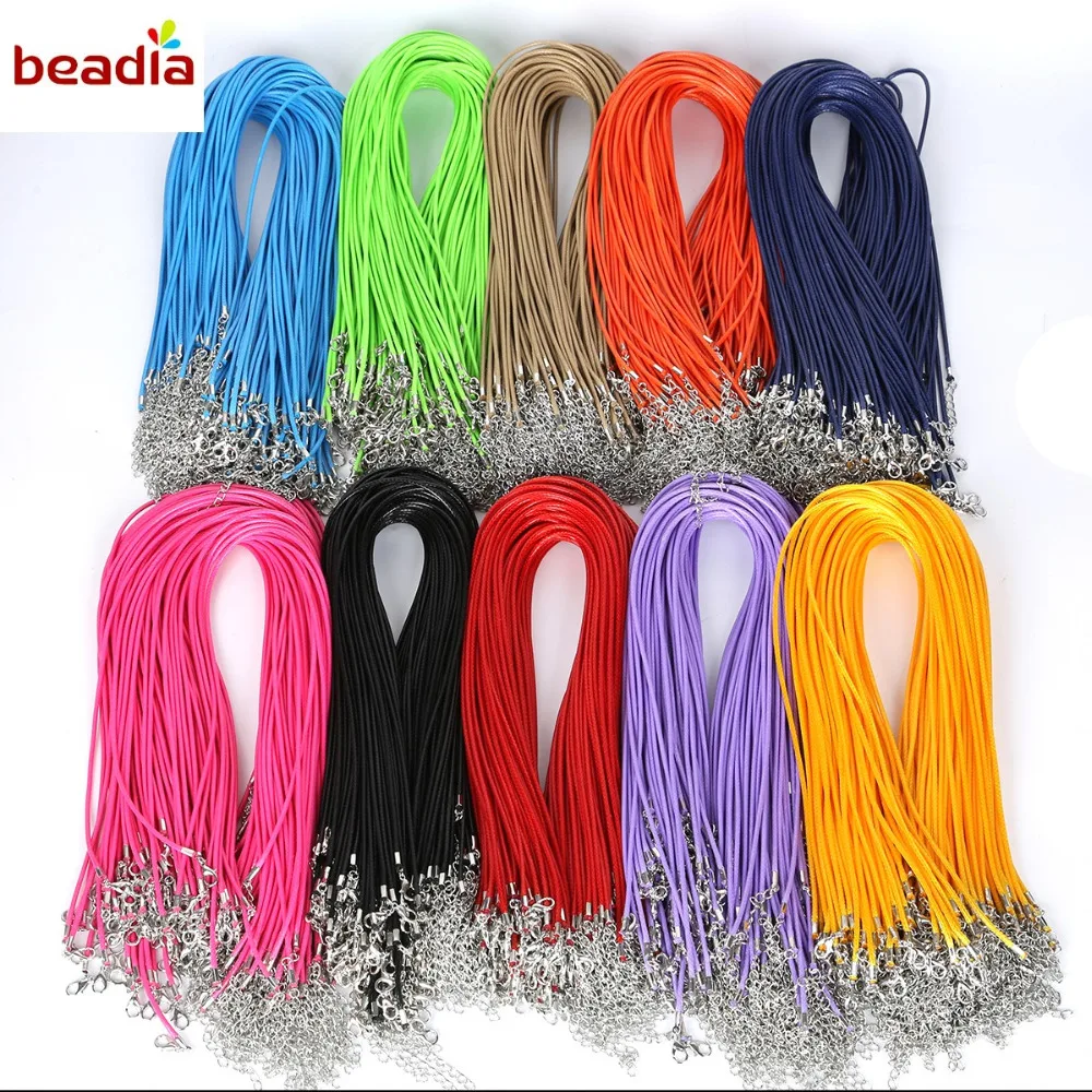 

2MM 10 Pcs/lot Handmade Adjustable Braided Rope for Necklaces & Pendant Charms Findings Lobster Clasp String Cord DIY 45cm+5cm