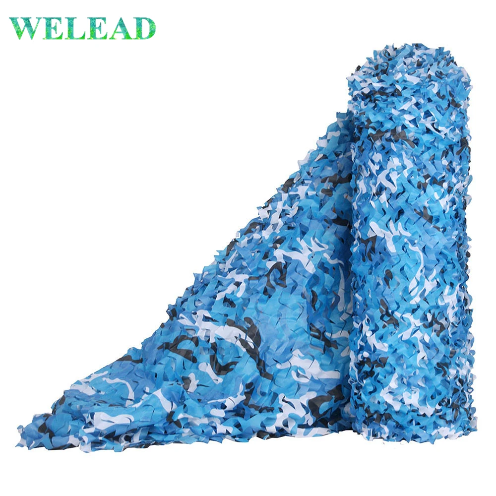 

WELEAD Simple 1.5 Wide Blue Camouflage Nets Military Hunting Camo Netting Outdoor Sun Shelter Awning for Car Tent Beach Tent